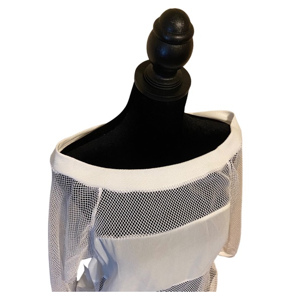 NWOT Beware! White Mesh Net Sheer Top Women’s Size Large - Picture 7 of 16